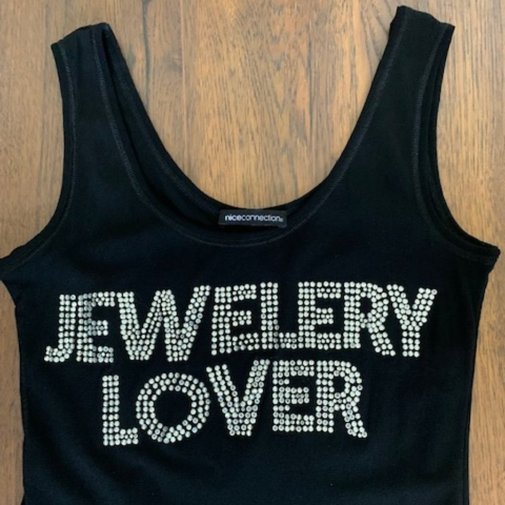 Black midi dress Jewelry Lover rhinestones Size 38 Medium